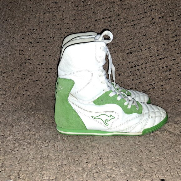 KANGAROOS-Mambo-Vintage White Leather/Green Suede-Wrestling/Boxing-Sz8-Excellent - Picture 5 of 9